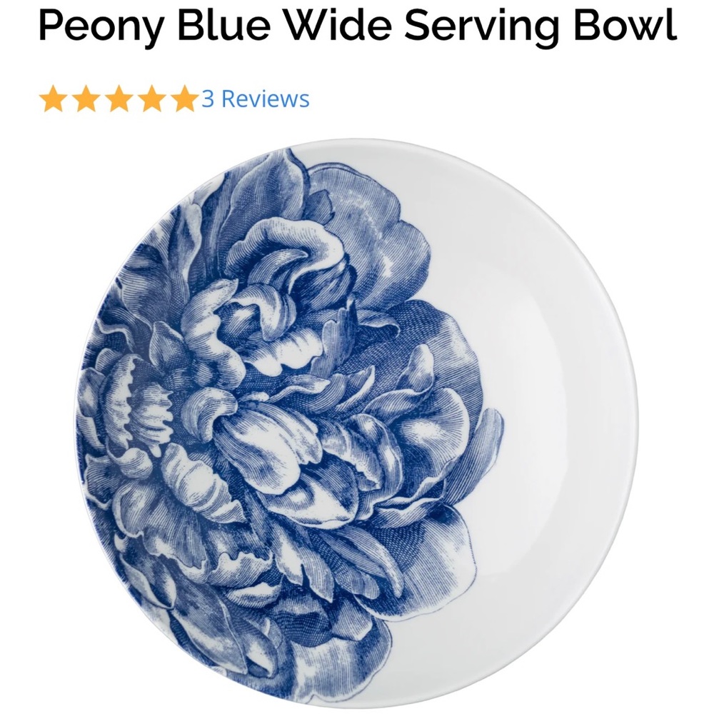 Caskata serving bowl, peony print, NWT, sold at Neiman Marcus